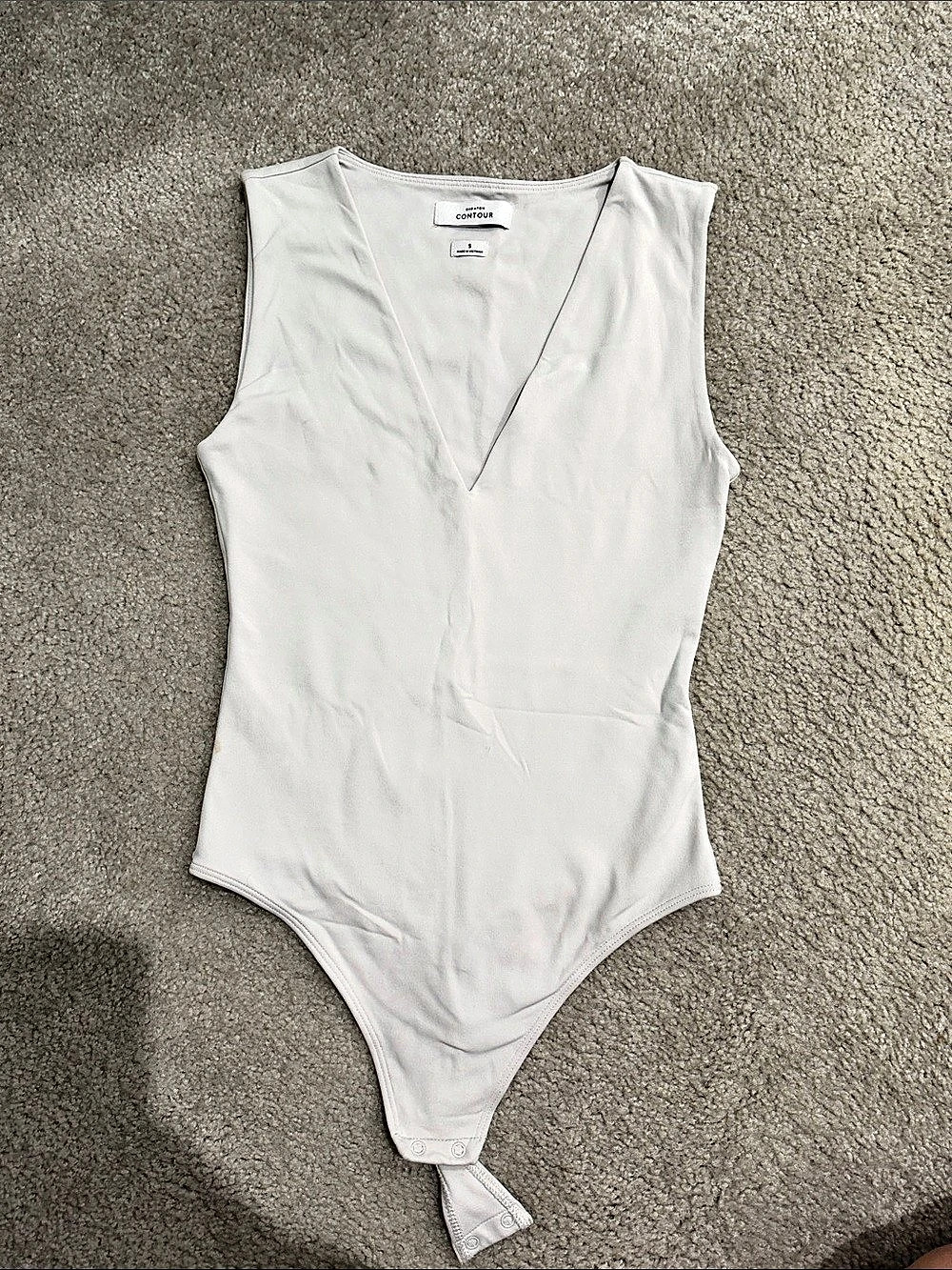 Babaton Contour V-Neck Bodysuit White Size Small